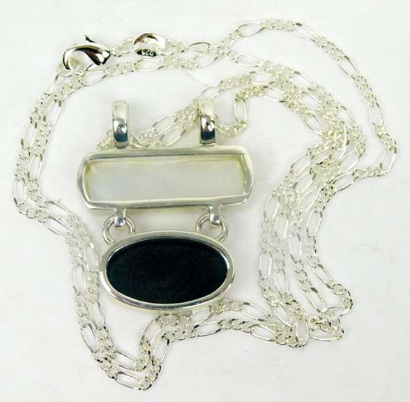 Mother of Pearl & Black Onyx Slide Pendant & Chain
