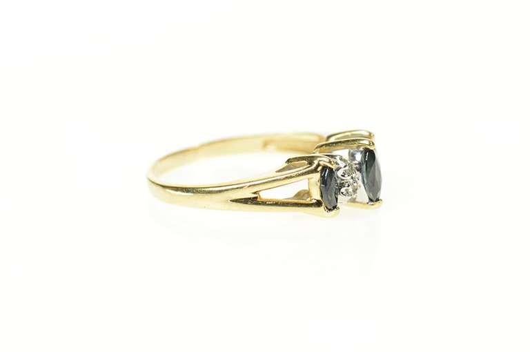 14K Yellow Gold Marquise Sapphire Diamond Accent Statement Ring