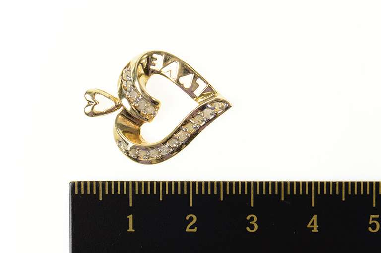 10K Yellow Gold Love Word Diamond Heart Love Symbol Pendant