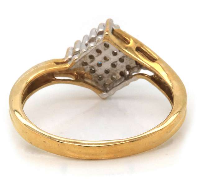 Contemporary 10kt YG Diamond Cluster Bypass Ring