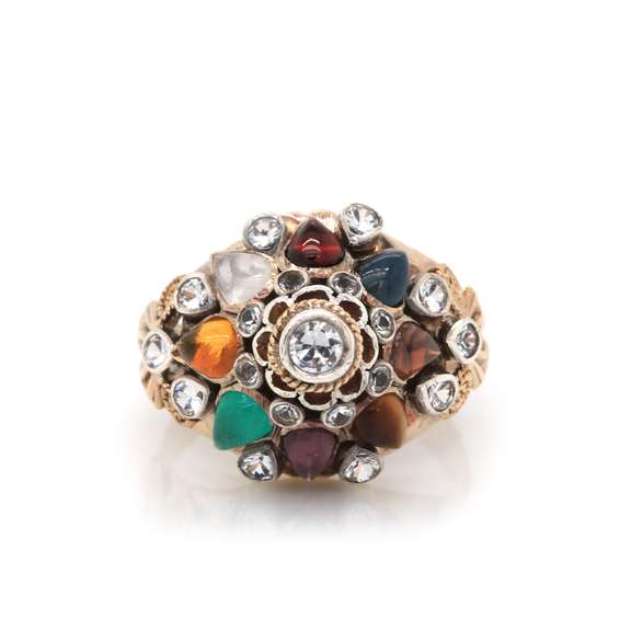 Thai Multi Gemstone Cluster Ring