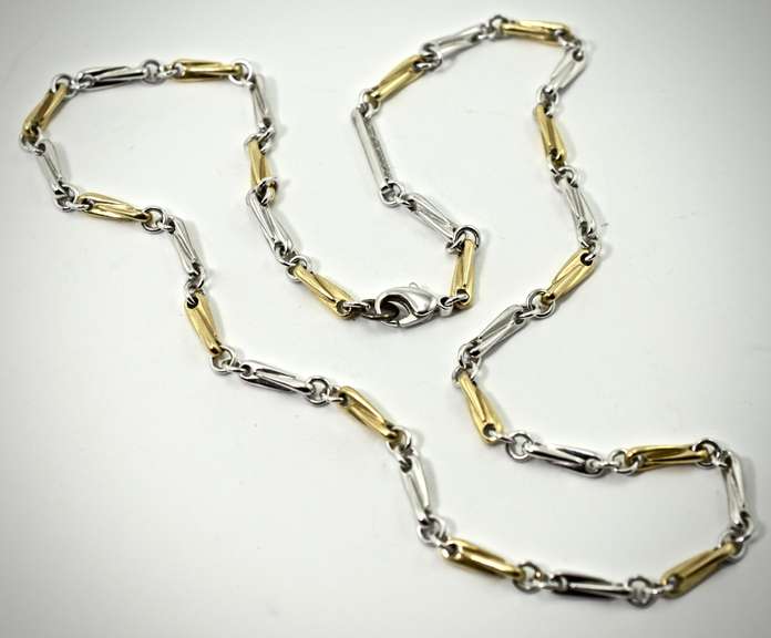 Intriguing 18K Two-Tone  Fancy Link Heavy Necklace