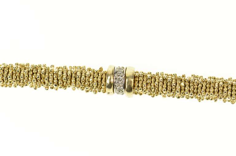 14K Yellow Gold 5.3mm Michael Dawkins Beaded Diamond Chain Bracelet
