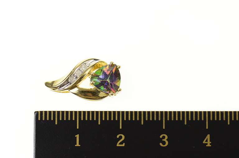 10K Yellow Gold Trillion Mystic Topaz Diamond Accent Pendant