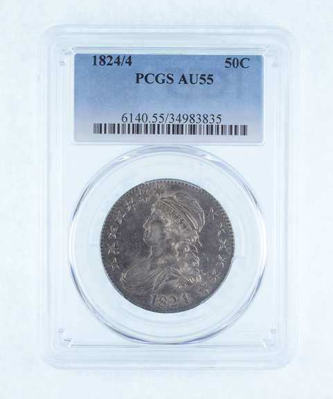 AU55 1824/4 Capped Bust Half Dollar - Graded PCGS