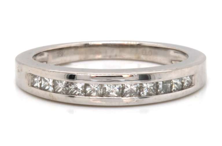 Classic 18kt WG Princess Cut Channel Set Diamond Band