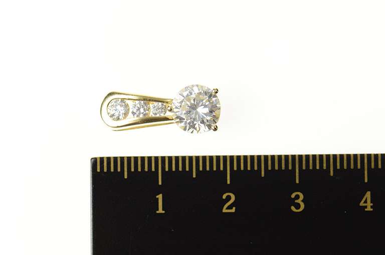 14K Yellow Gold Tiered Round Cubic Zirconia Statement Pendant