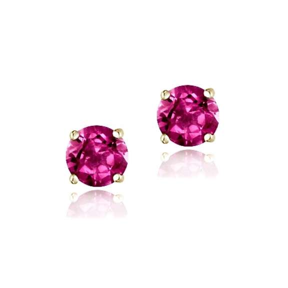 Sterling Silver .7ct Created Ruby Stud Earrings, 4mm