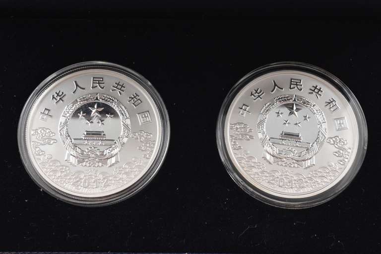 2012 China 10 Yuan Peking Opera Mask 1 Oz Silver Commem. 2 Coin Set