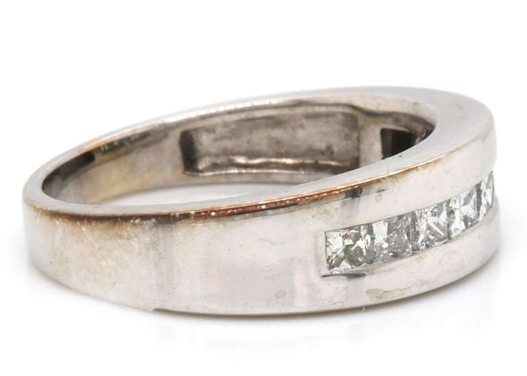 Modern 14kt WG Princess Cut Diamond Band