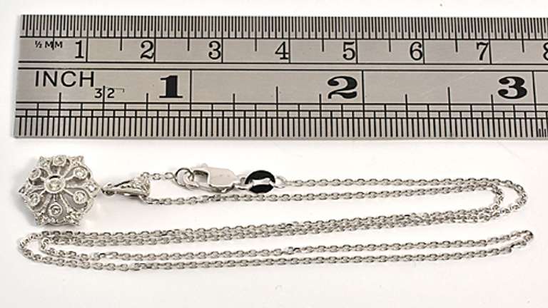 Filigree Diamond Pendant Necklace in 14K WG