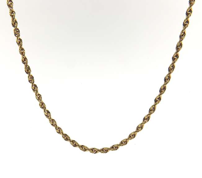 Popular 14kt Yellow Gold Rope Chain Necklace