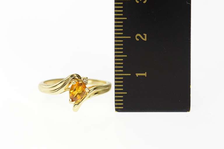 10K Yellow Gold Pear Citrine Diamond Accent Bypass Ring