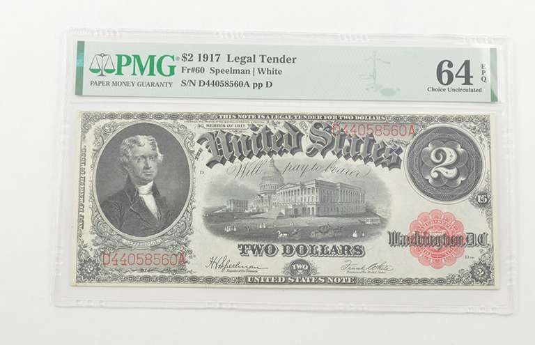 $2 1917 Legal Tender PMG 64 EPQ Choice UNC, Fr # 60 Speelman/White