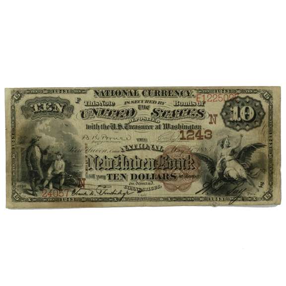 Scarce 1882 $10 New Haven National Currency Note