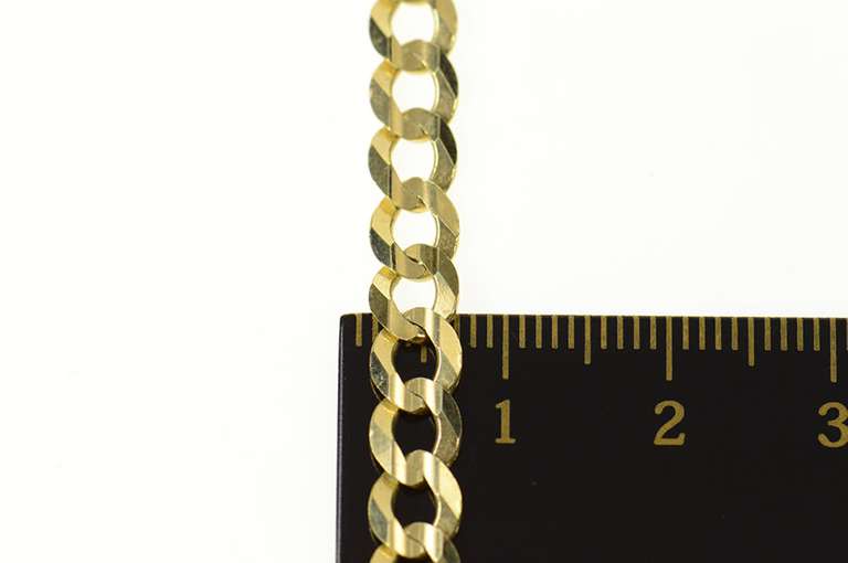 10K Yellow Gold 5.5mm Curb Link Classic Statement Chain Necklace