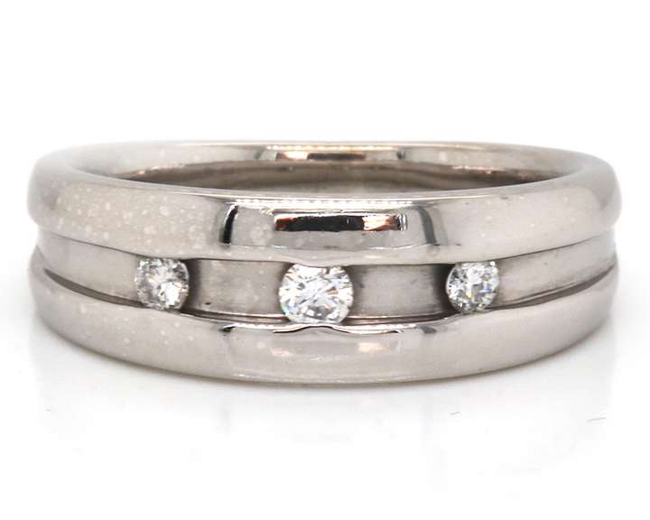 Contemporary 14kt WG Gents' Diamond Channel Set Ring