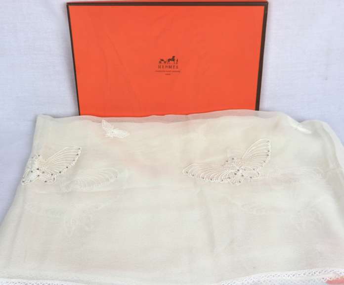 Hermes Silk Mousseline Butterfly Scarf