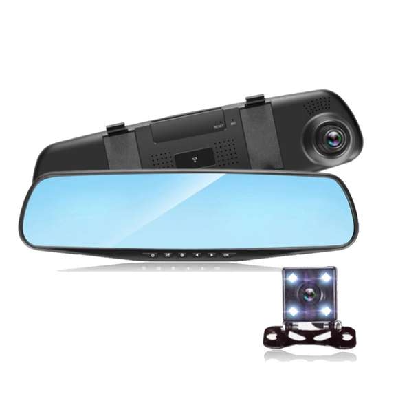 4.3 Inch Dual Lens 1080P Car Rear View Mirror Camera