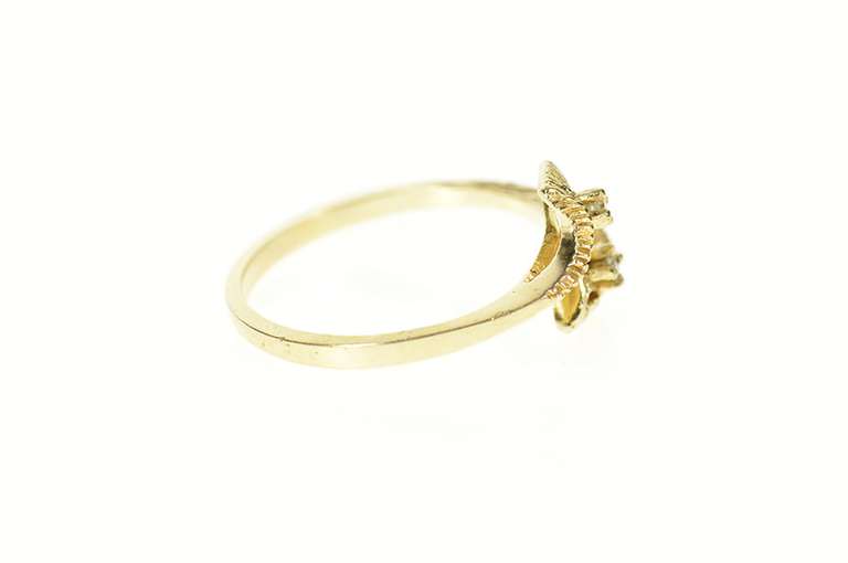 10K Yellow Gold 1940's Diamond Bypass Textured Wrap Ring