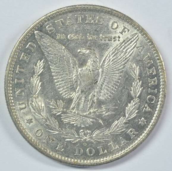 Frosty-white 1880-O Morgan Silver Dollar. Better date