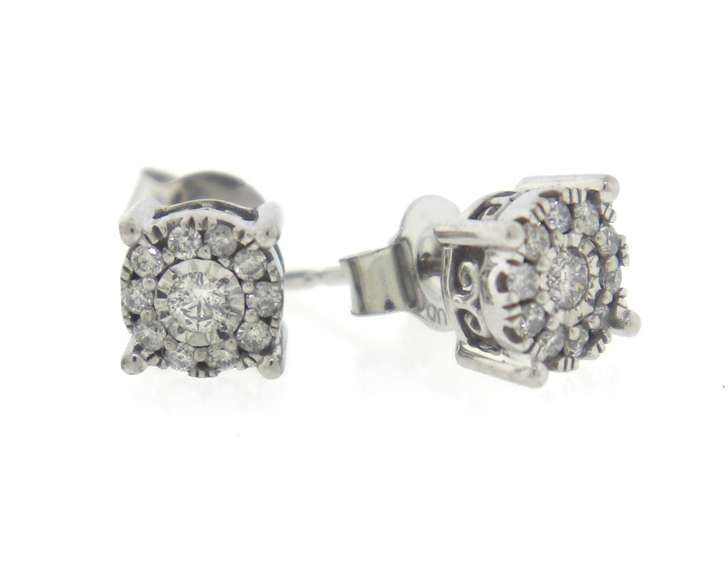 Dazzling White Gold Diamond Cluster Earrings