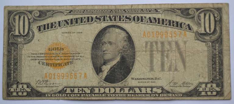 1928 Series $ 10 Gold Certificate
