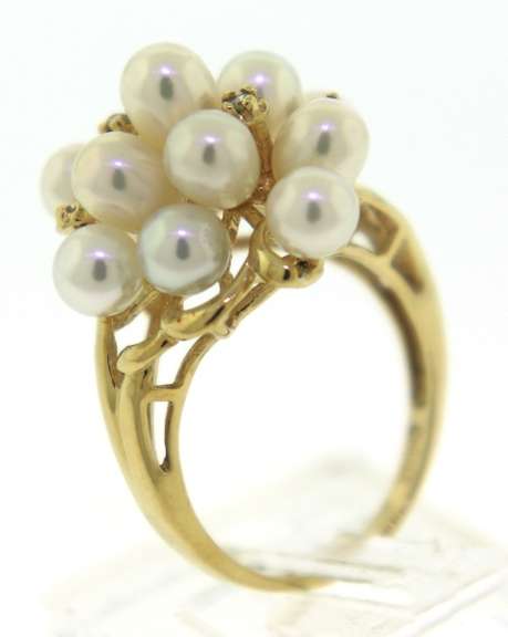 Beautiful Pearl and Diamond Cluster Ring