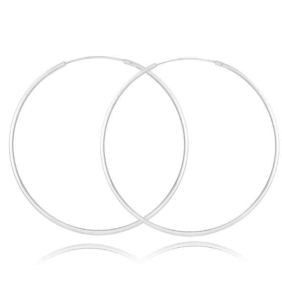 Sterling Silver 50mm Round Endless Hoop Earrings