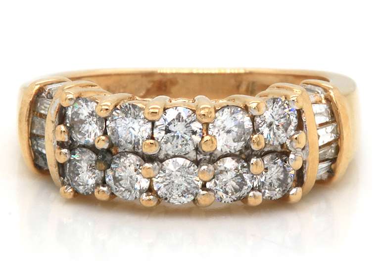 Glamorous 14kt YG Double Row Diamond Band