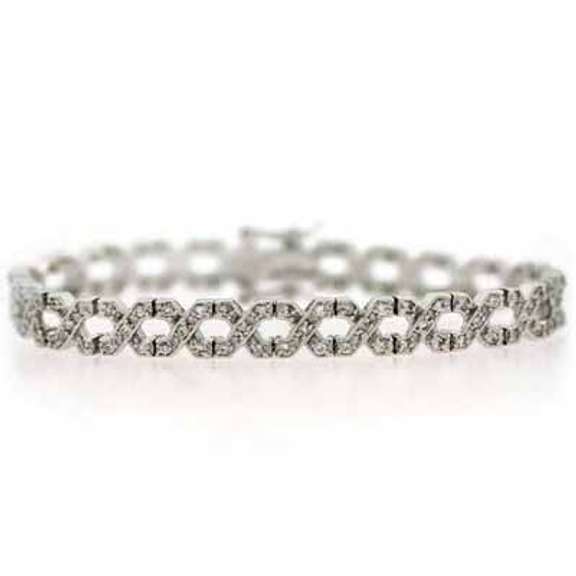 Sterling Silver CZ X Linked Tennis Bracelet