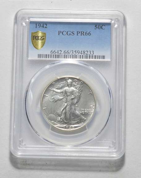 PR66 1942 Walking Liberty Half Dollar - Cameo Look - Graded PCGS