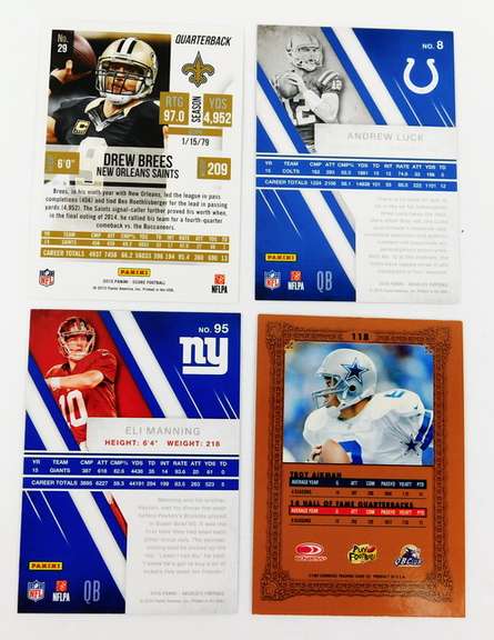 4 NFL QB Greats Football Cards