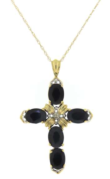 Very Elegant Sapphire & Diamond Cross Necklace