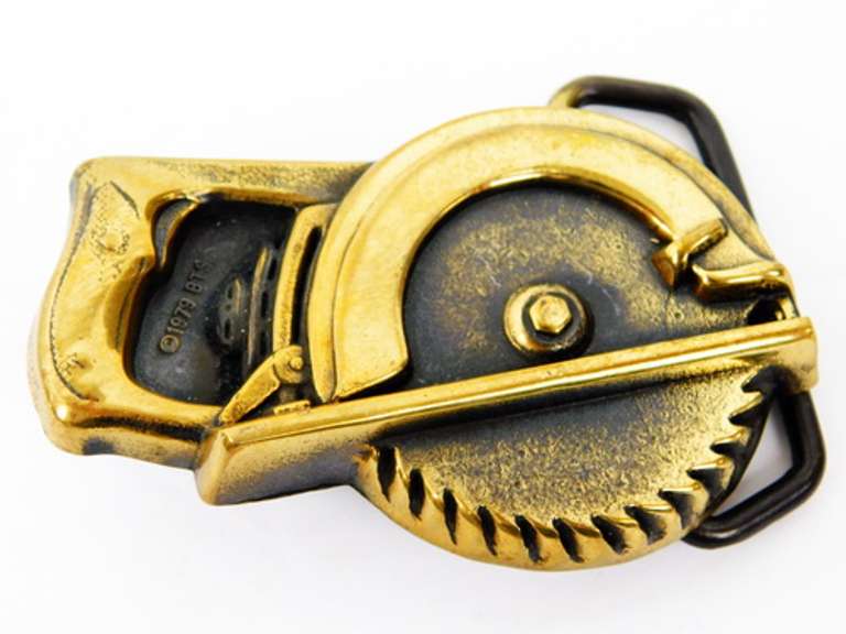 Vintage Skil Saw Solid Brass Belt Buckle