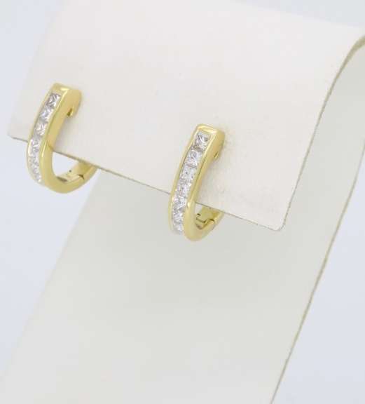 18k Huggie .95CTW Diamond Earrings