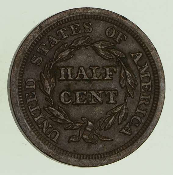 1854 Braided Hair Half Cent - Circulated