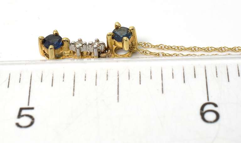 Dainty Sapphire & Diamond Chip Necklace in Yellow Gold