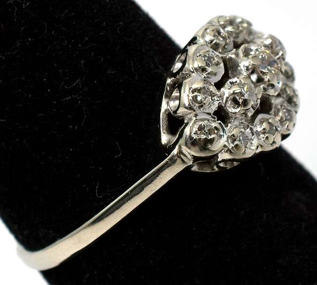 Gorgeous 15-Stone Diamond Cluster Ring in 14KT White Gold