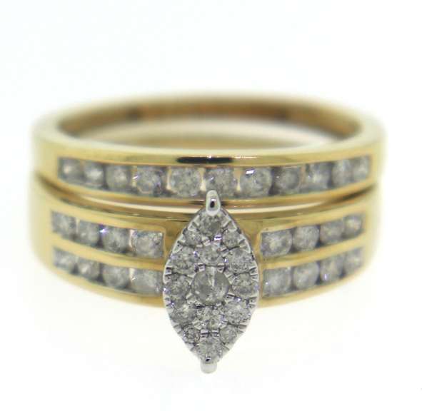 Elegant Cluster Marquise Bridal Set with Matching Band Ring