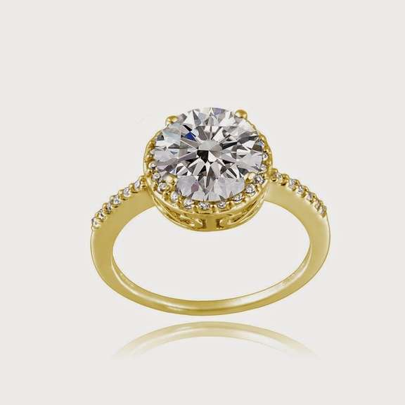 Gold Tone over Sterling Silver 100 Facets Cubic Zirconia Halo Ring (3cttw)
