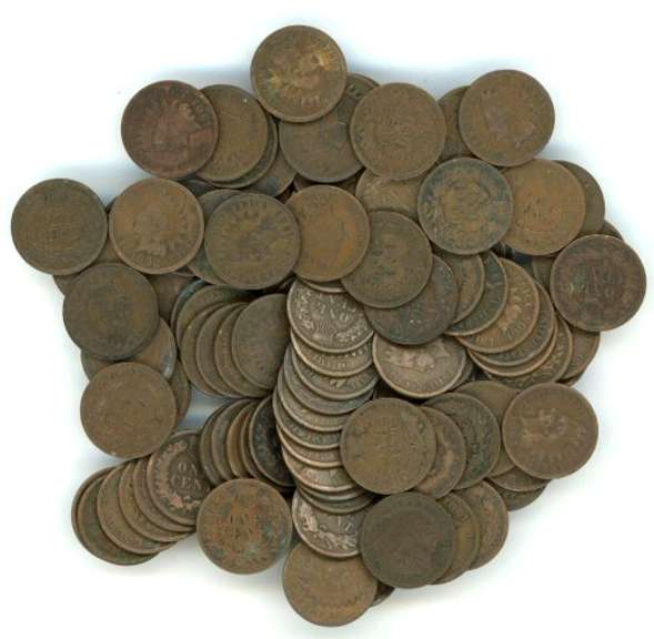 100 Nice assorted mixed date Indian Head Cents. Circs