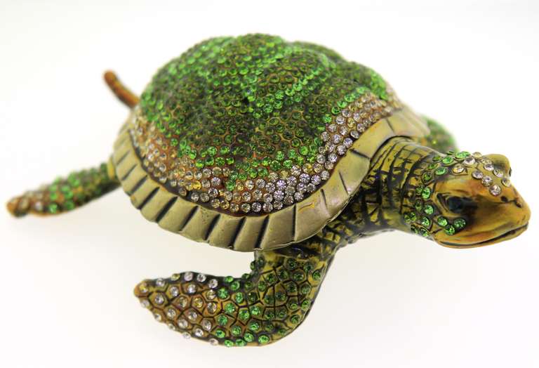 Turtle Rhinestone Trinket Box