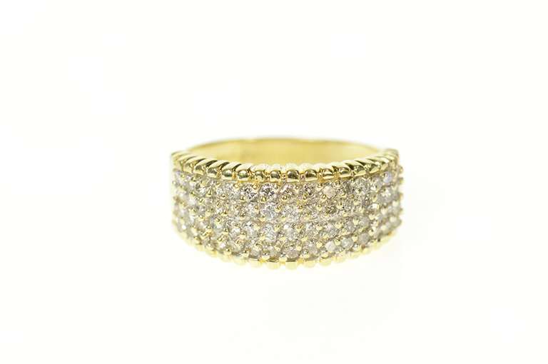 14K Yellow Gold 0.60 Ctw Rope Trim Pave Diamond Band Ring