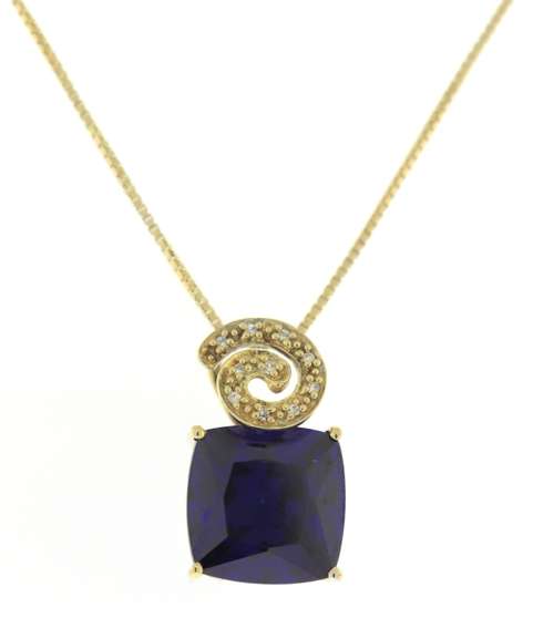 Sterling Silver Blue Glass Necklace