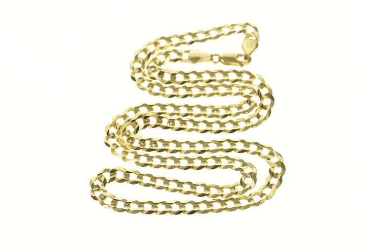 10K Yellow Gold 5.5mm Curb Link Classic Statement Chain Necklace