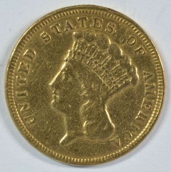 Rare 1854 US $3 Gold Piece in higher grade