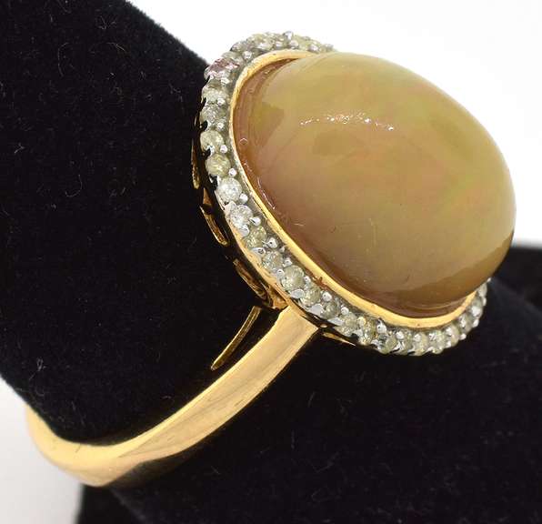 Sublime Opal & Diamond Ring in Vermeil