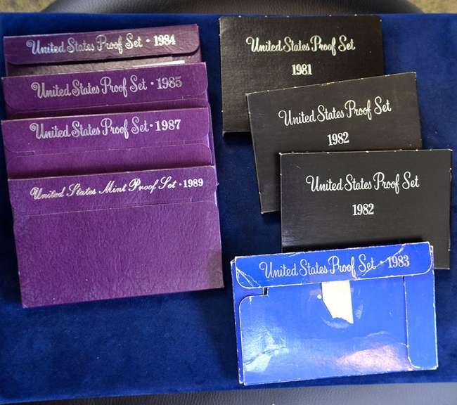Lot of 8 Proof Sets from the 1980s