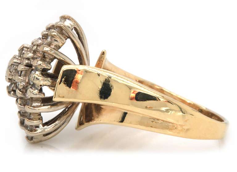 Posh & Glitzy 14kt YG Round Brilliant Cut Diamond Cluster Ring